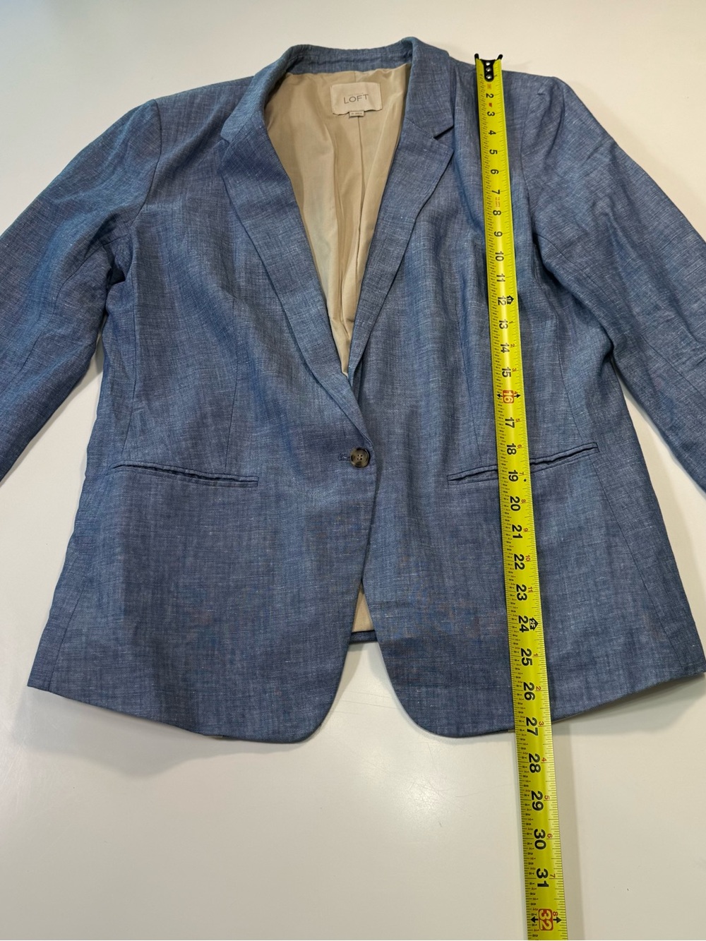 LOFT Linen Cotton Blend Light Blue Tailored Linen-Blend Blazer Size 10 - Picture 3 of 9